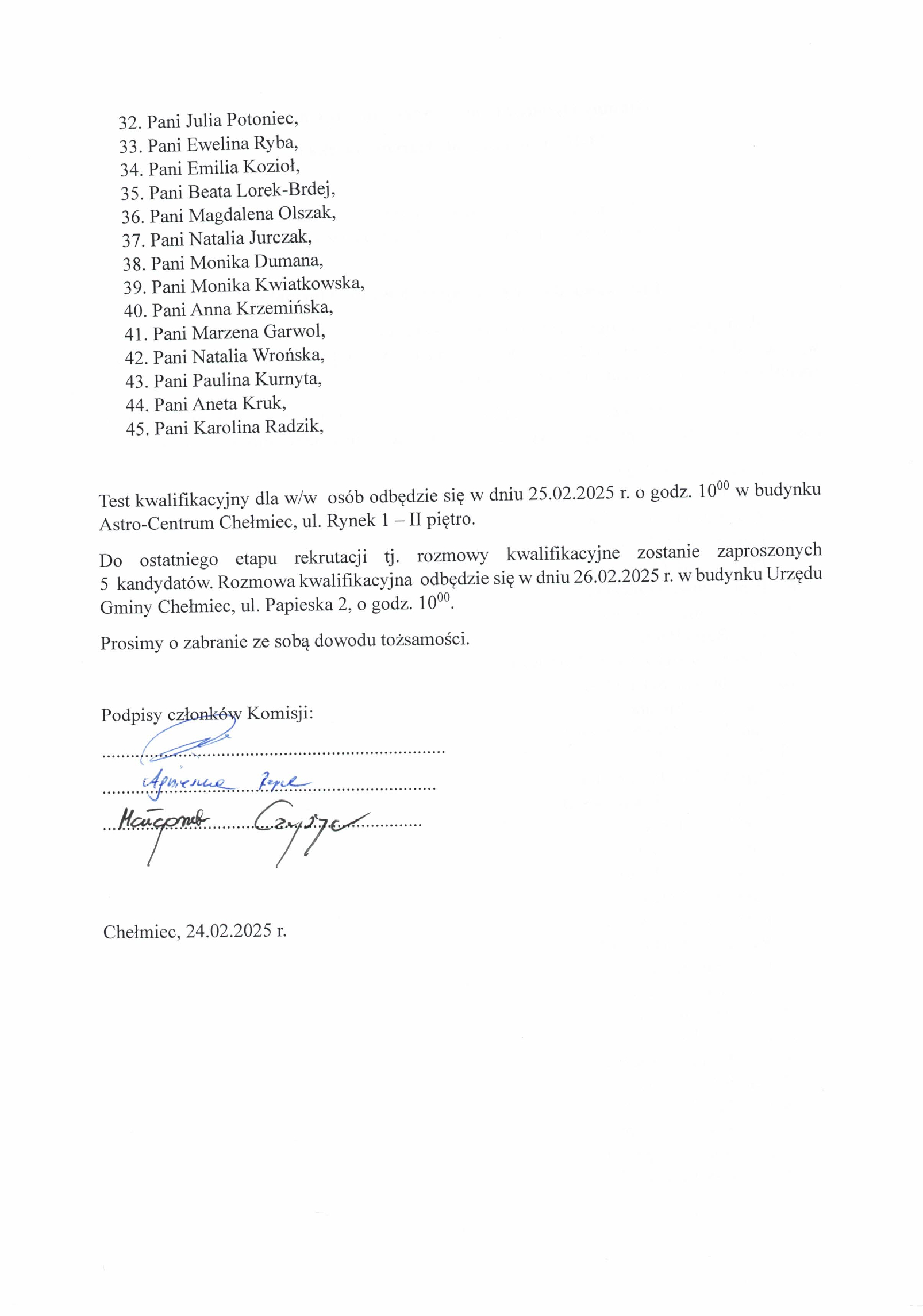 lista kandydatów spełniających wymogi formalne GOPS Chełmiec referent2