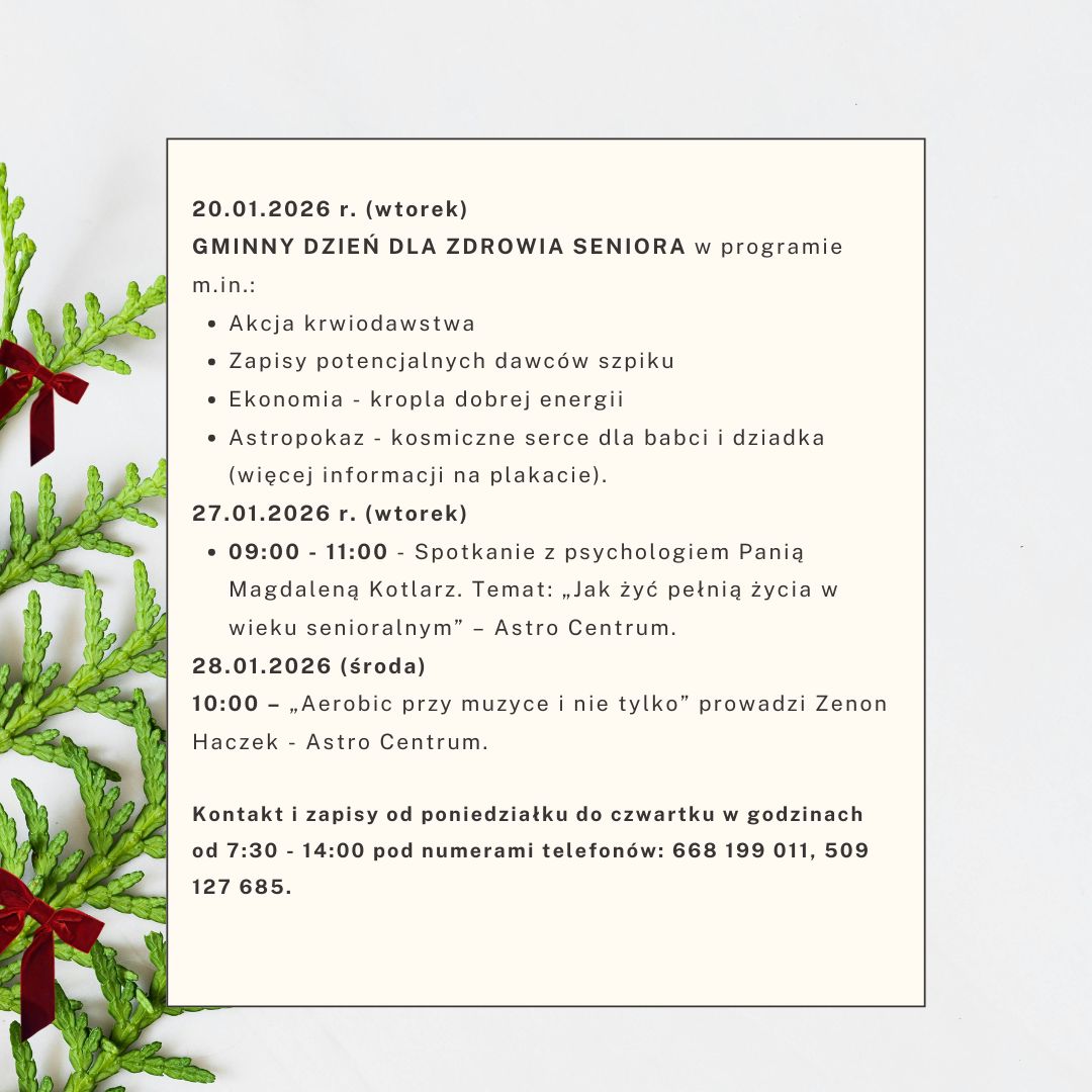 Harmonogram styczeń